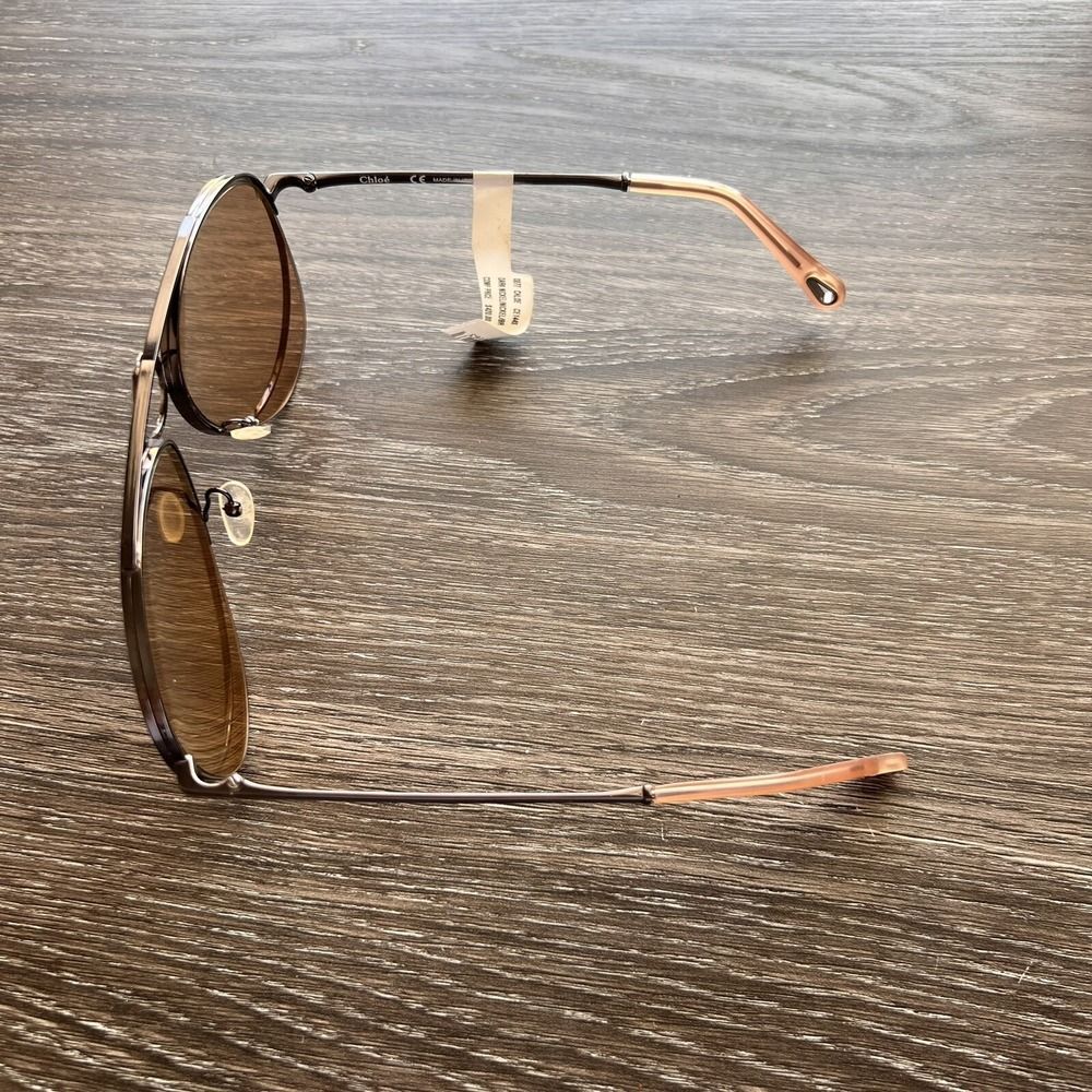 Chloe Romie Aviator Sunglasses Dark Nickel/Nickel 61MM - Picture 15 of 16